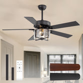 52-Inch Ceiling Fan with Light and Remote – 5 Reversible Dual-Finish Blades,Crystal-Glow Lampshade, Quiet 28W DC Motor with 6 Speeds & Reversible Airflow,  Includes 5" & 10" Downrods